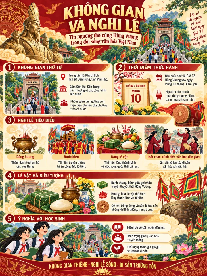 Infographic 2: Không gian và nghi lễ – Tín ngưỡng thờ cúng Hùng Vương